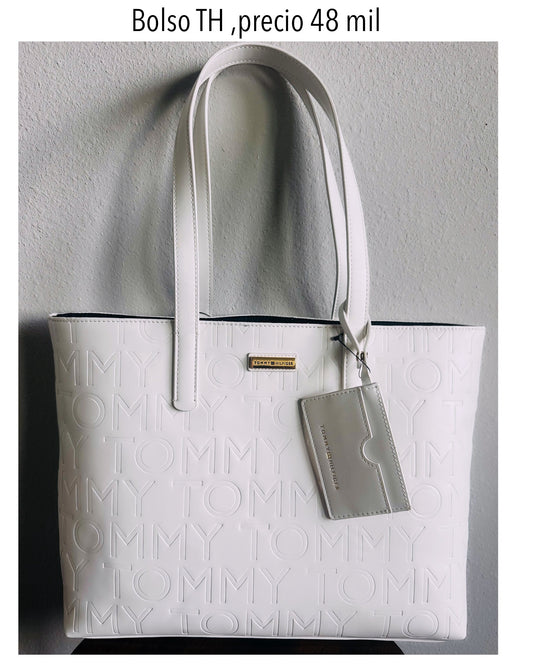 Bolso TH Grande blanco con tarjetero