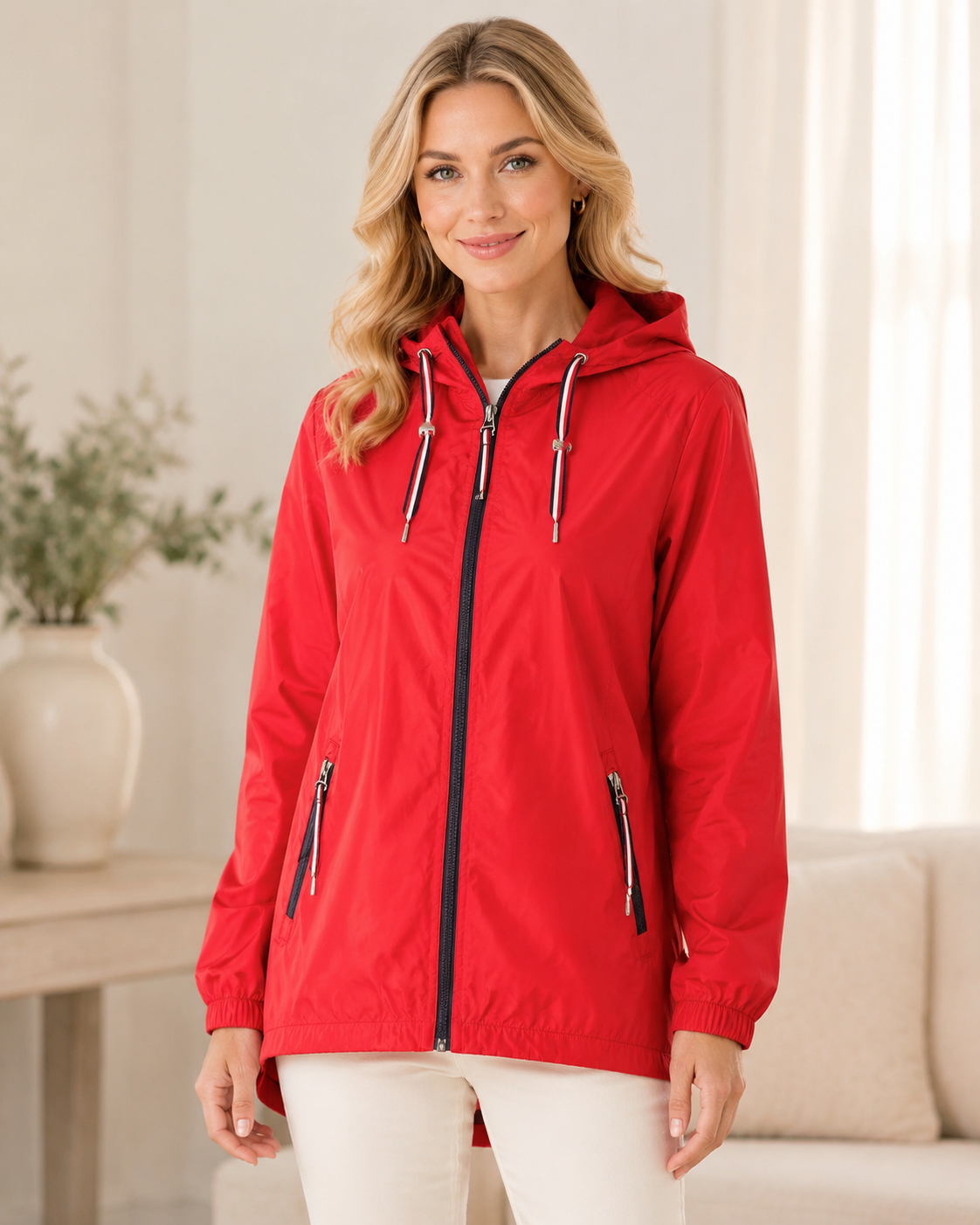 Jacket TH roja impermeable para mujer