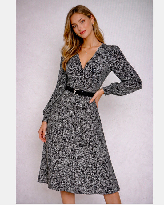 Vestido MK Estampado negro con faja