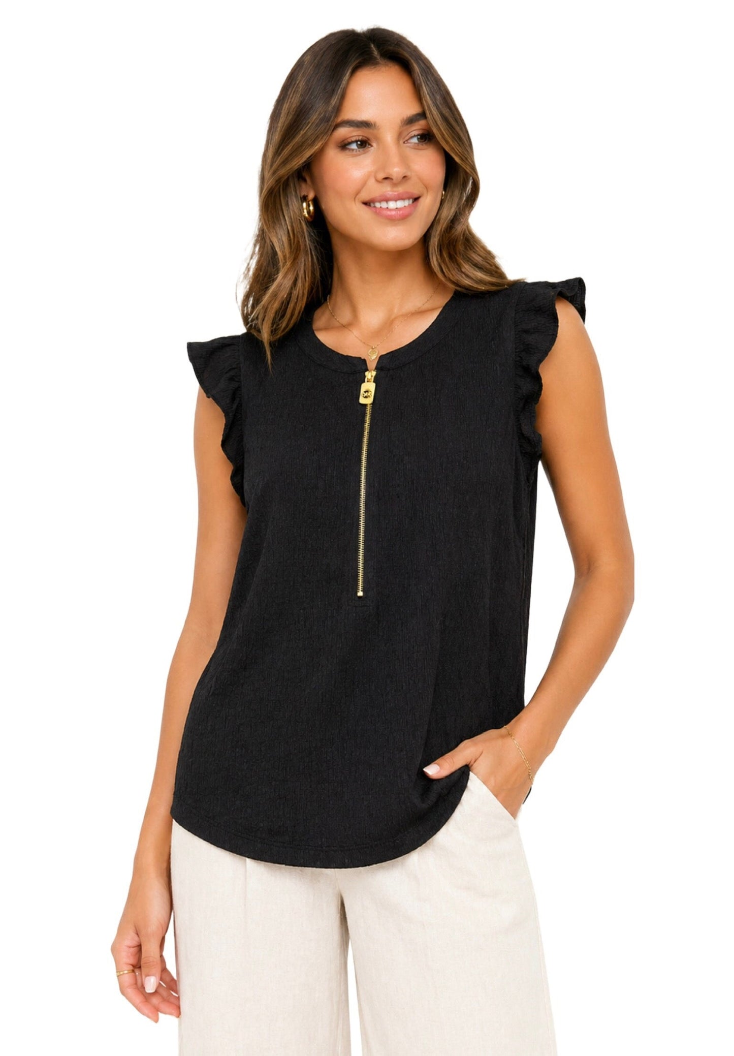 Blusa MK negra sin mangas