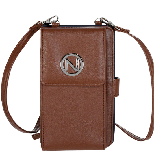 Billetera Nautica con porta celular café