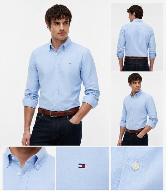 Camisa TH celeste manga larga