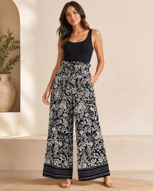 Pantalón Náutica negro floreado