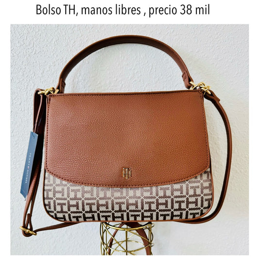 Bolso Manos Libres TH cafe camel estampado mujer