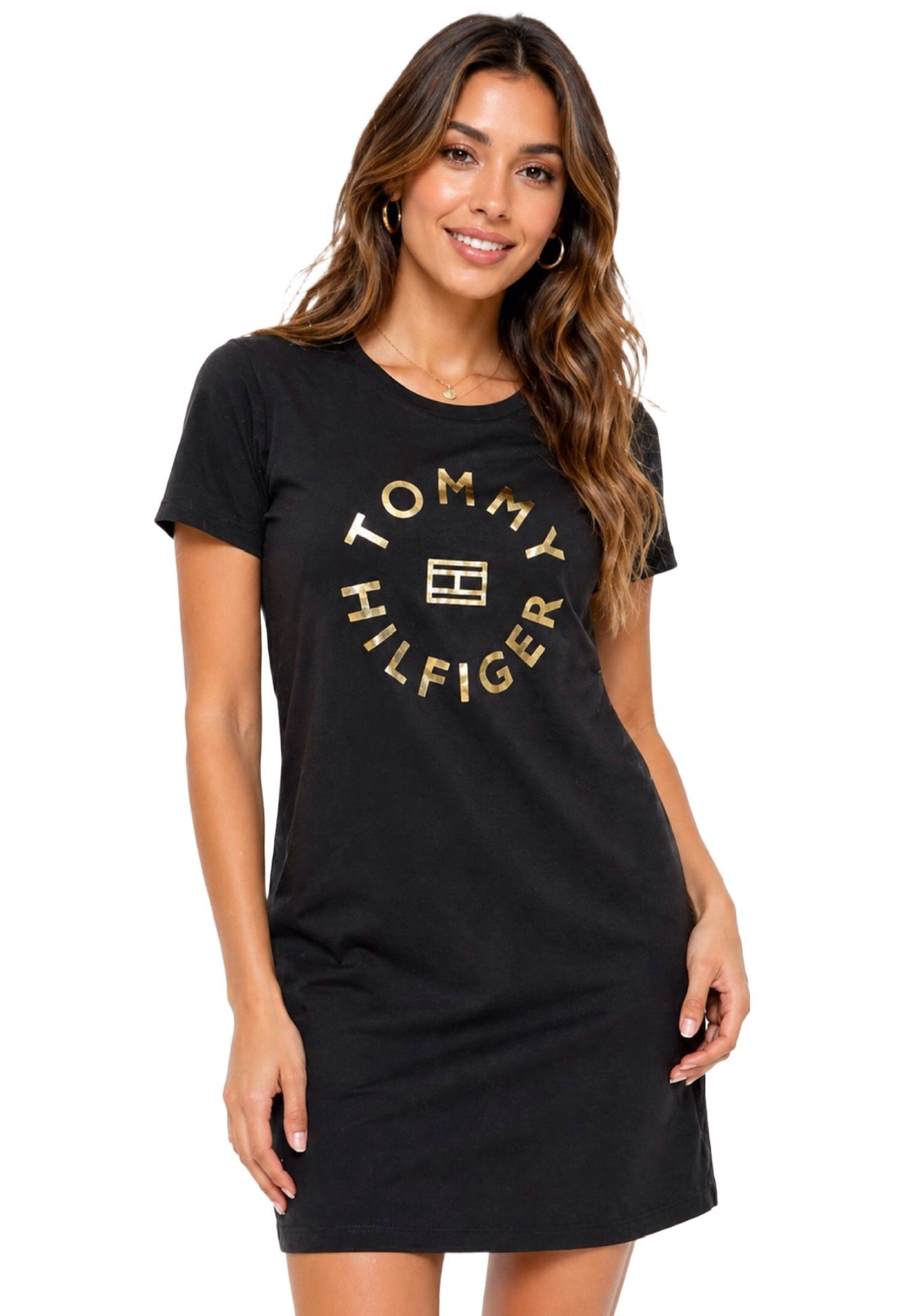Vestido TH negro con detalle dorado