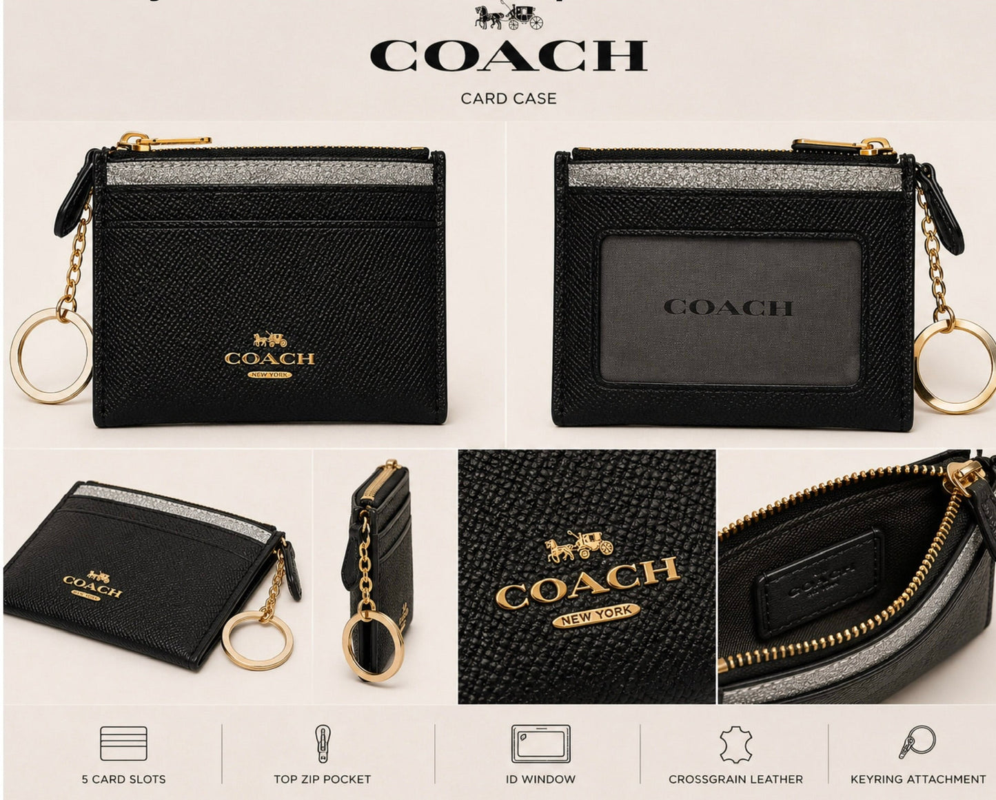 Tarjetero Coach negro