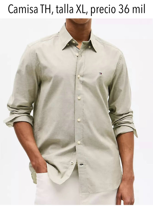 Camisa TH de vestir verde oliva