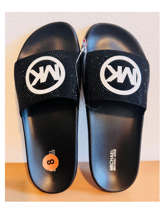 Sandalias MK negras con brillo