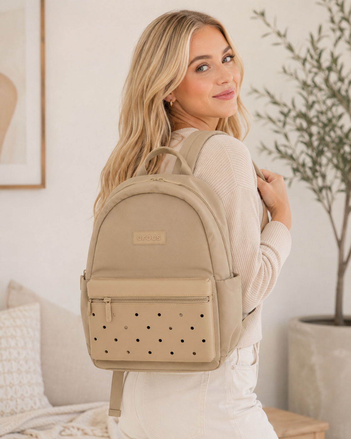 Mochila Crocs beige