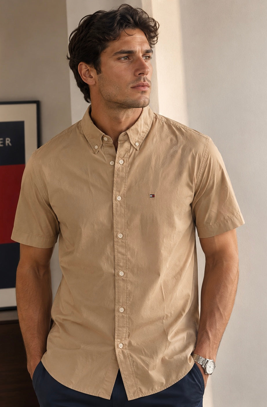 Camisa TH Beige