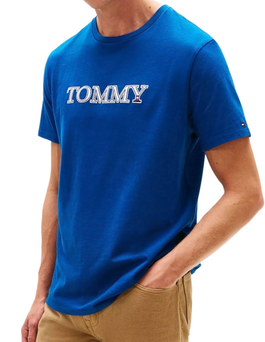 Camiseta TH azul con detalle aplicado