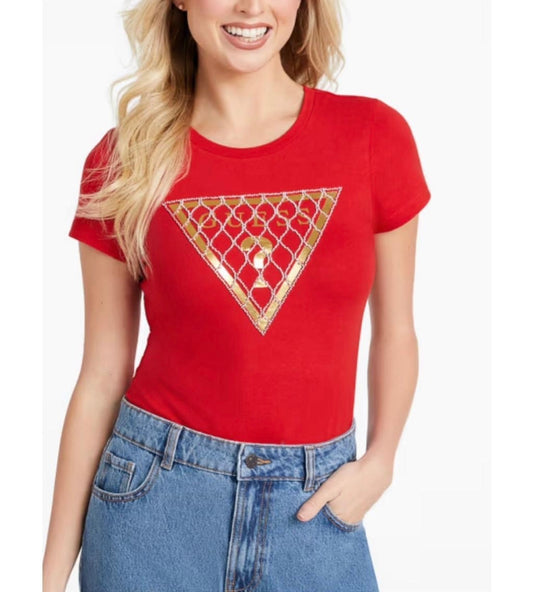 Blusa Guess rojo dorado