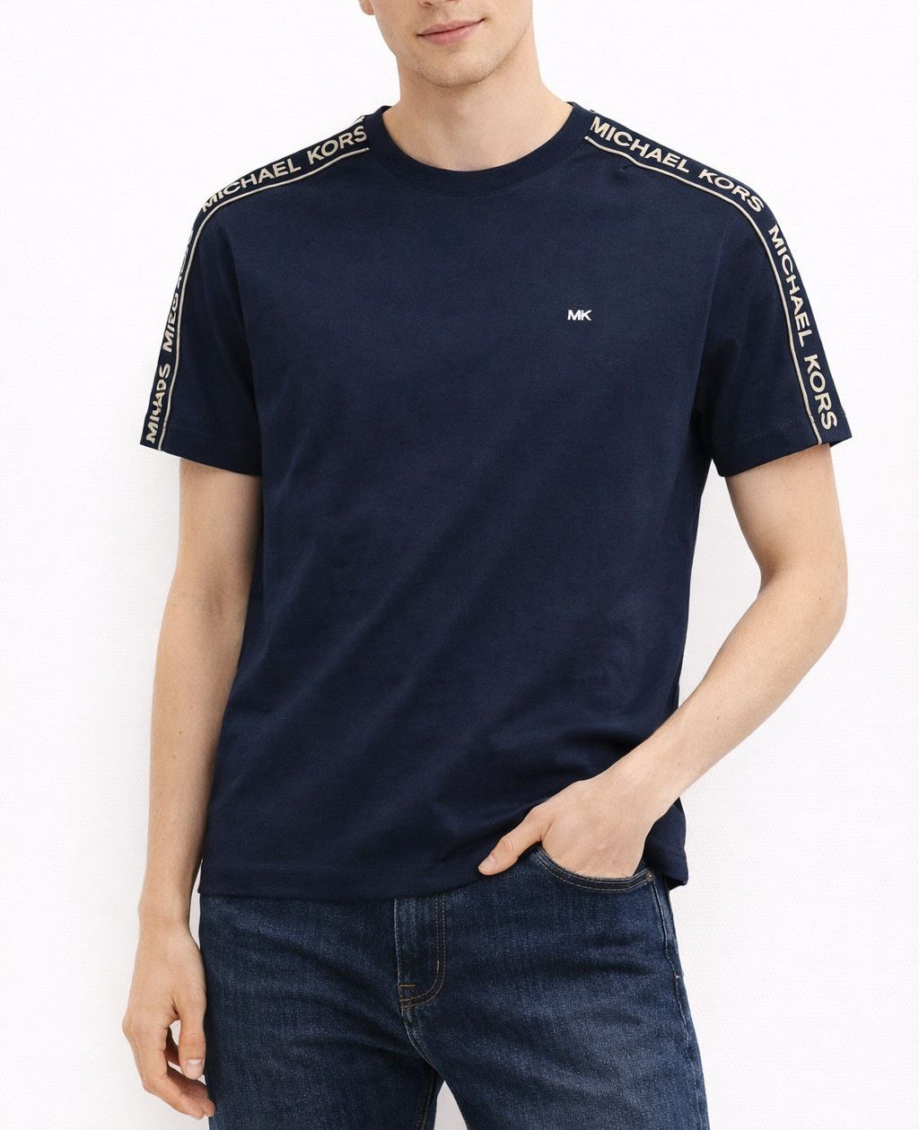 Camisa MK azul con detalle en mangas