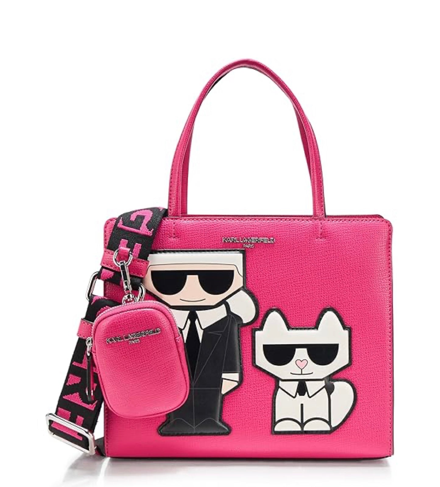 Bolso Karl Lagerfeld fucsia con monedero y estampados