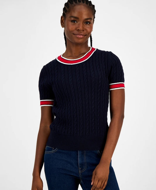 Blusa TH azul bordada