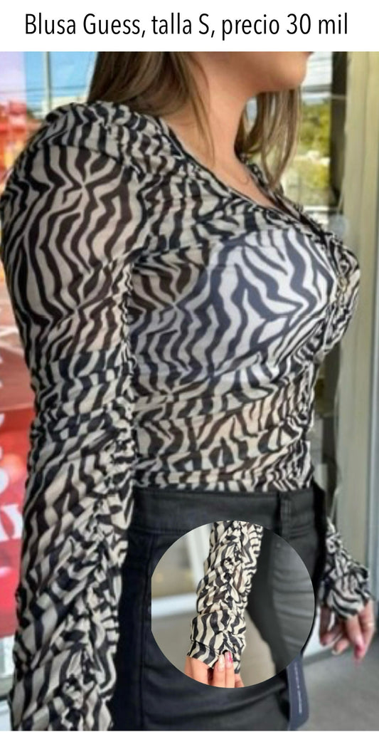 Blusa Guess manga larga transparente
