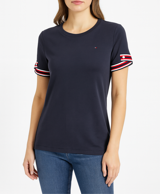 Blusa TH azul con detalle en mangas