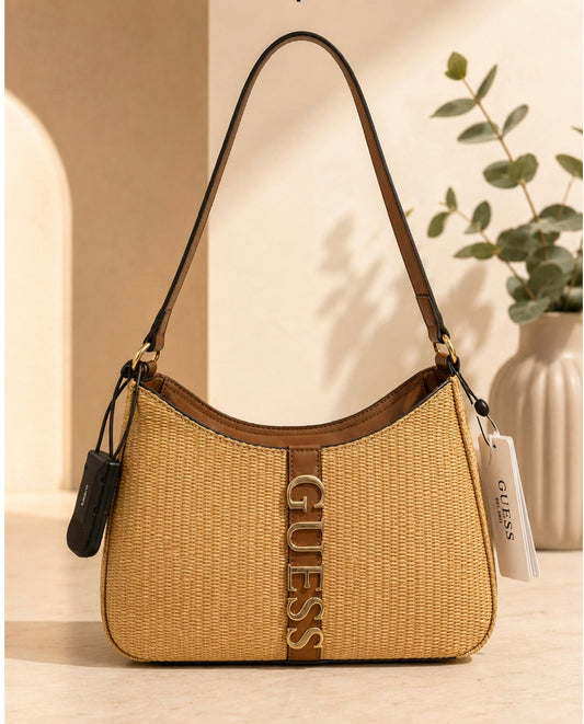 Bolso Guess de miimbre con detalle bordado