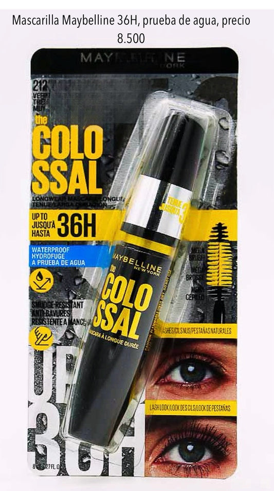 Encrespador máscara Maybelline Colossal 212 Very Black 36H a prueba de agua