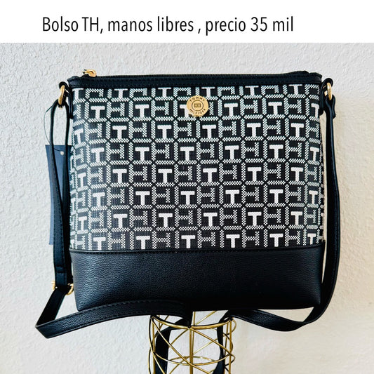 Bolso Manos Libres TH negro estampado mujer