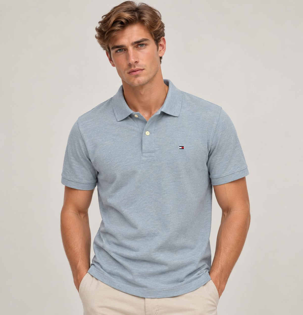 Camisa TH hombre tipo polo gris