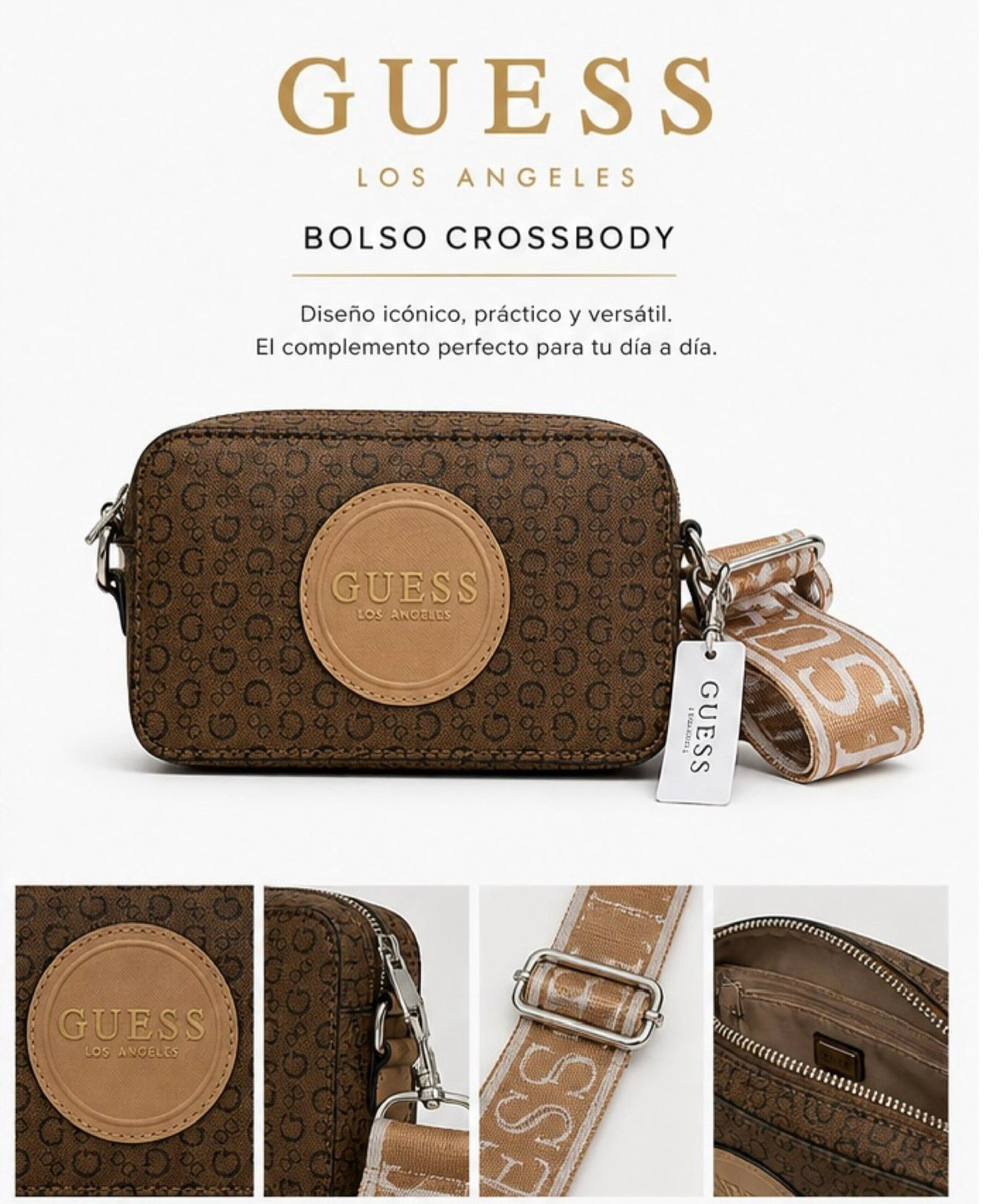 Bolso Guess café con estampado