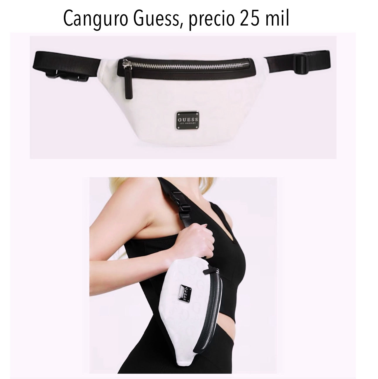 Canguro Guess blanco negro