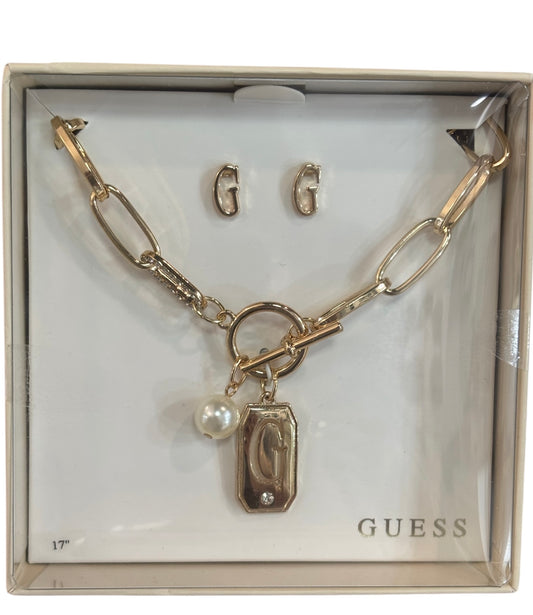 Joyería Guess Set collar y aretes dorado