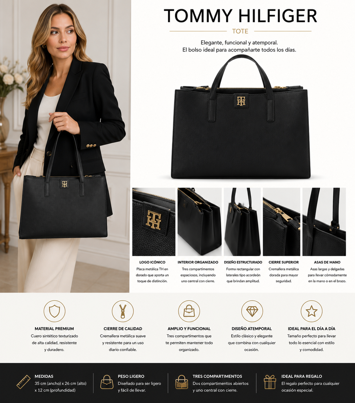 Bolso TH grande negro