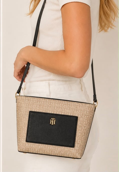 Bolso TH manos libres beige con café