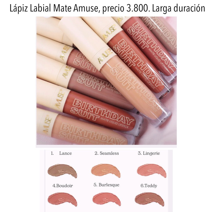 Lapiz Labial Amuse Lipstick Mate larga duración color Seamless