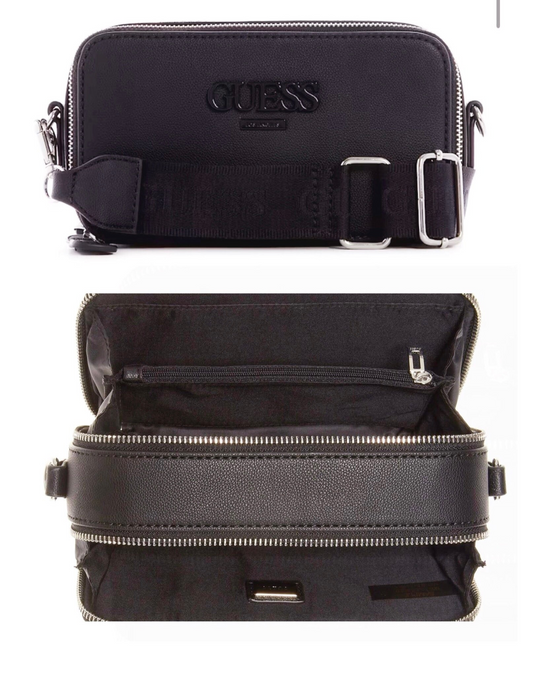 Bolso Guess doble zipper negro