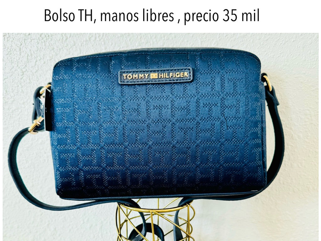 Bolso Manos Libres TH azul estampado con brillos mujer