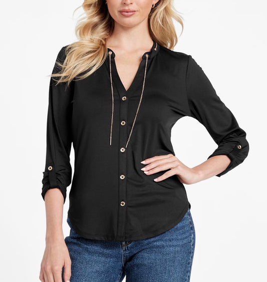 Blusa Guess manga larga Negro con cadena