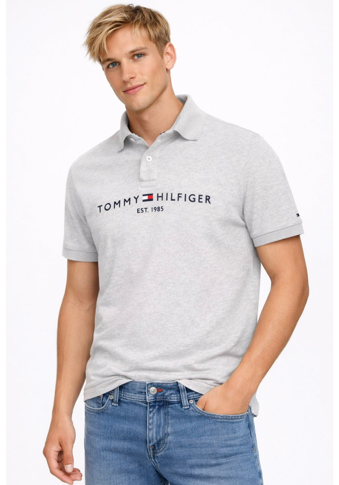 Camisa TH tipo polo gris