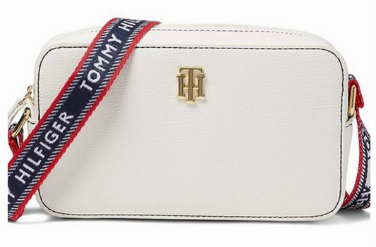 Bolso Manos Libres TH blanco con tira estampada