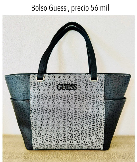 Bolso grande Guess gris con negro estampado mujer