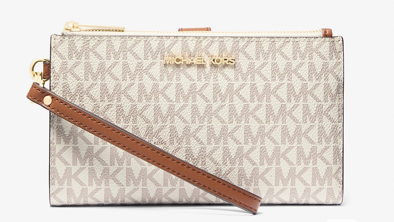 Billetera MK vainilla beige doble zipper