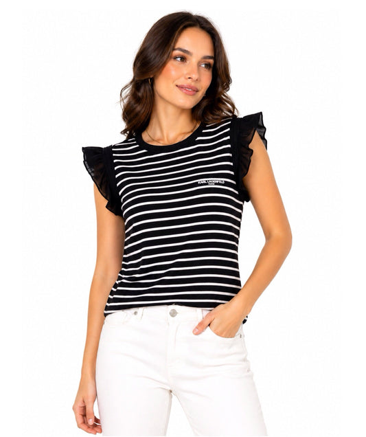 Blusa Karl Lagerfeld negra con rayas blancas