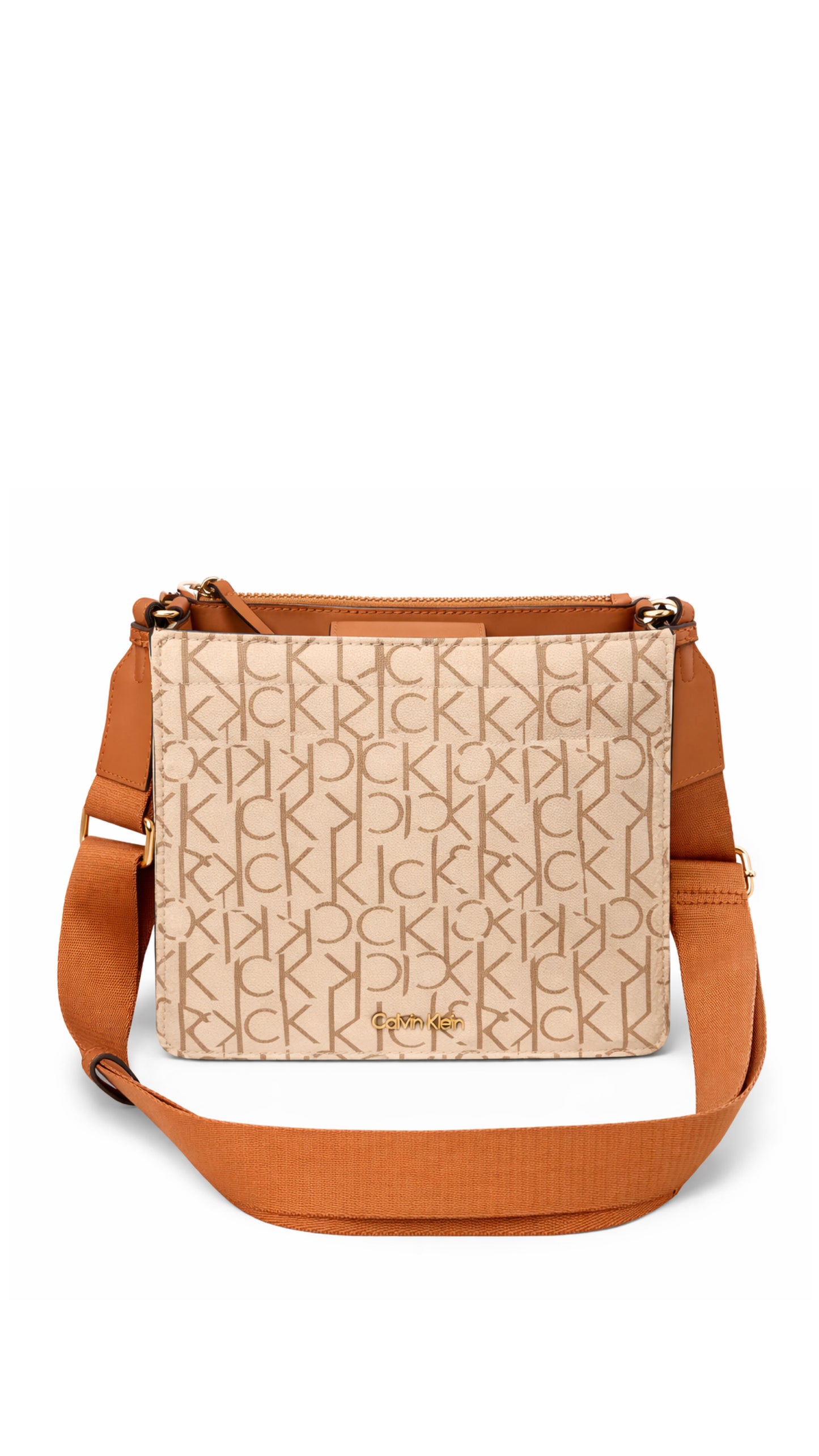 Bolso CK beige con correa café