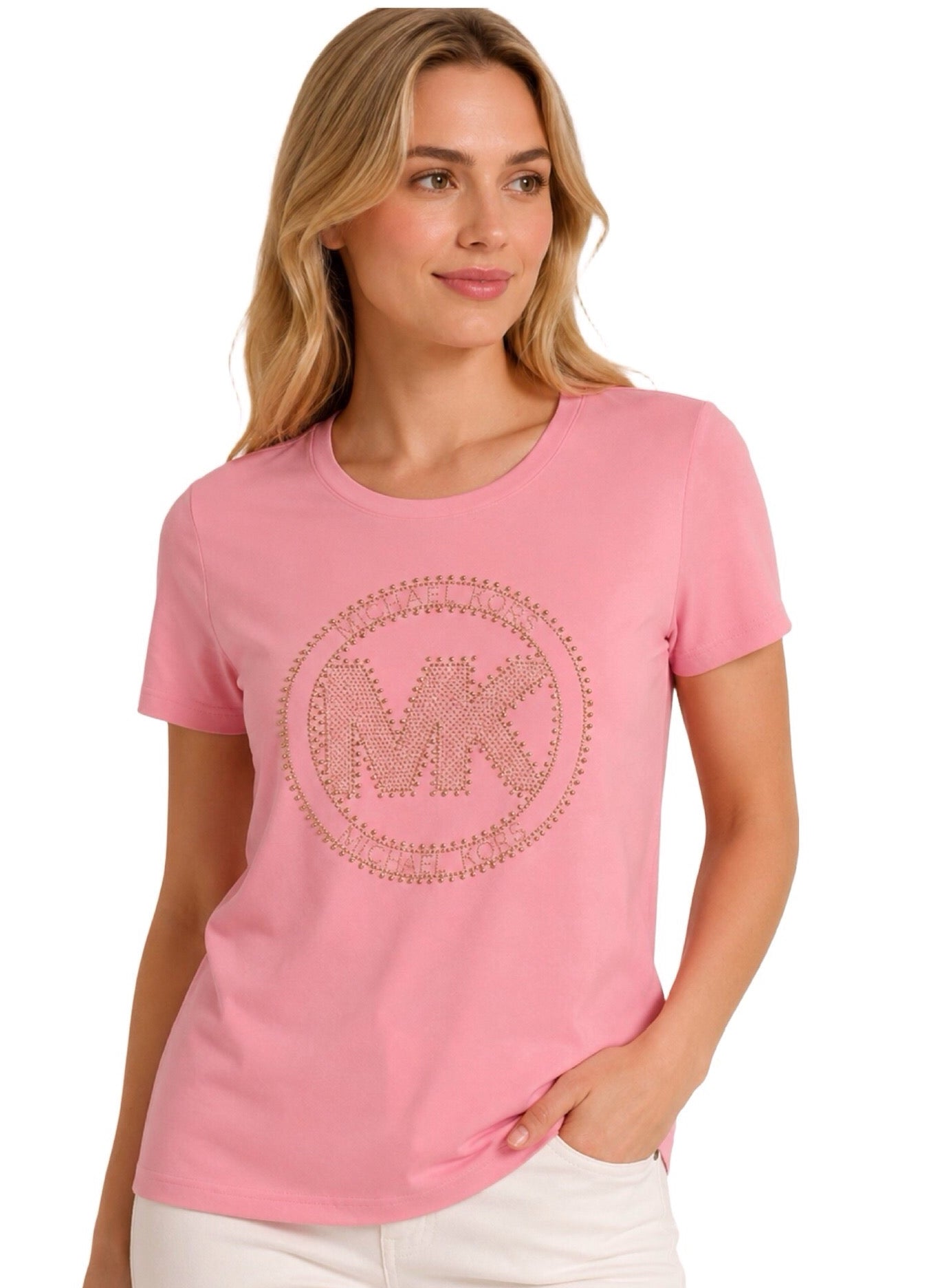 Blusa MK rosada con detalle dorado