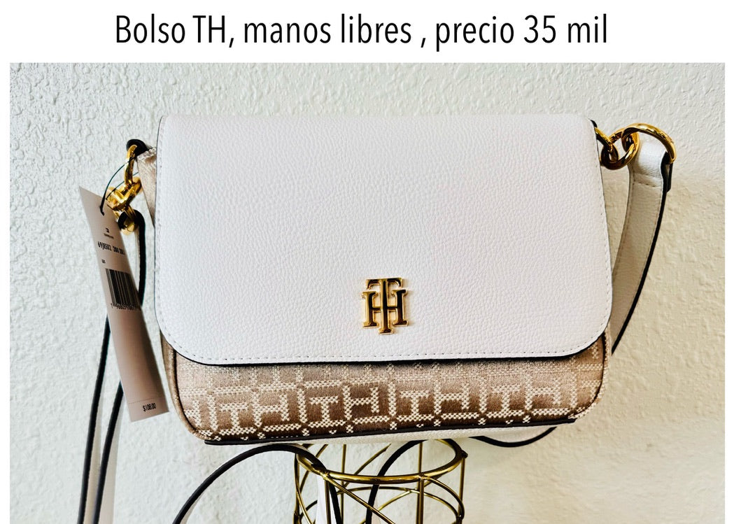 Bolso Manos Libres TH blanco beige estampado mujer