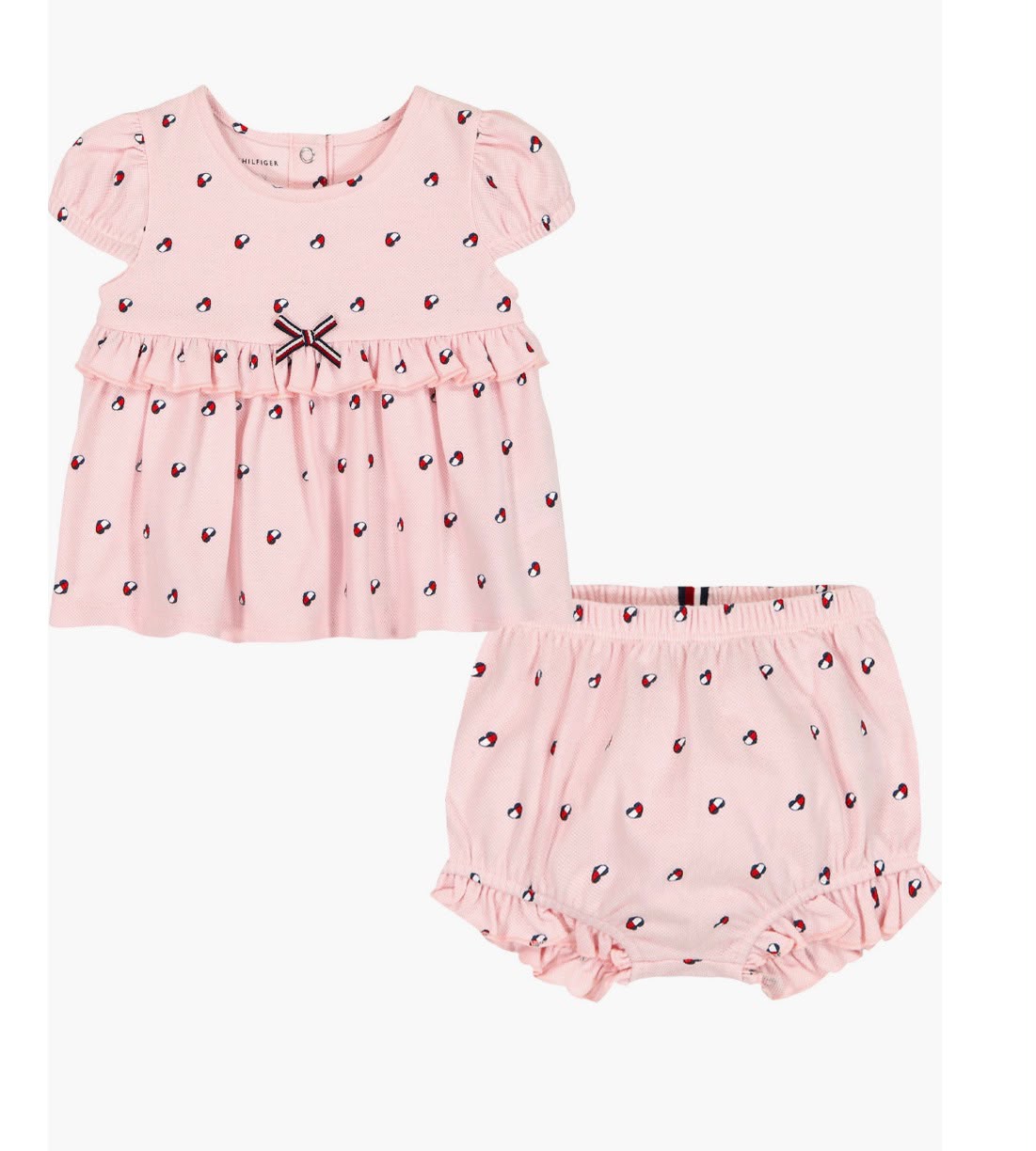 Set Bebé TH rosa con estampado de corazones