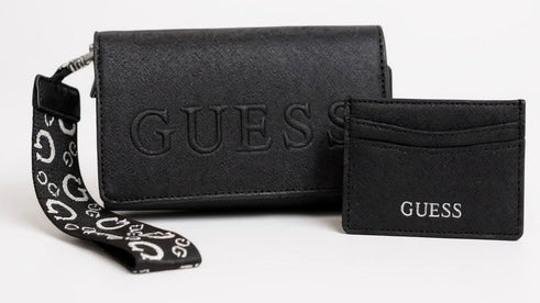 Set de Billetera Guess negra con tarjetero