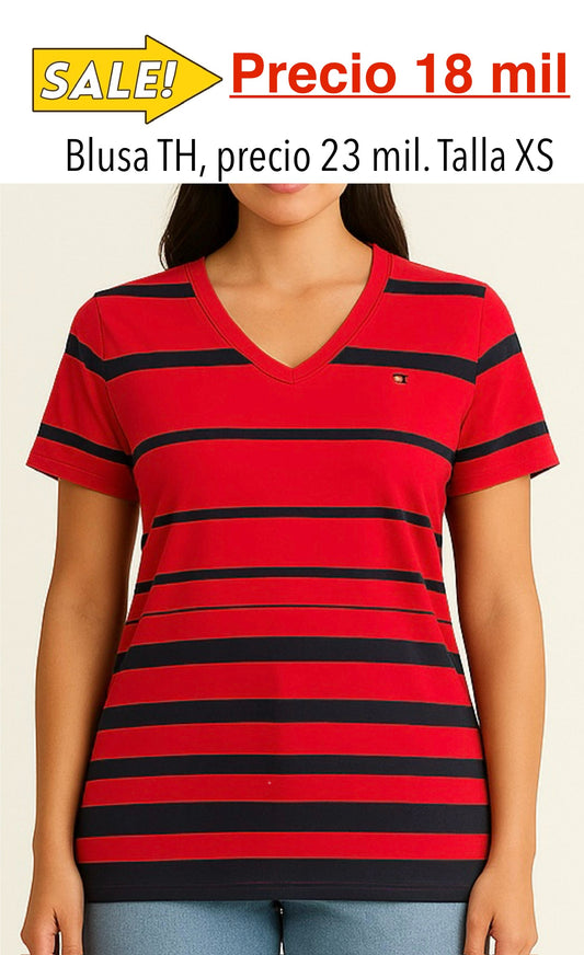 Blusa TH rayas azul con tojo