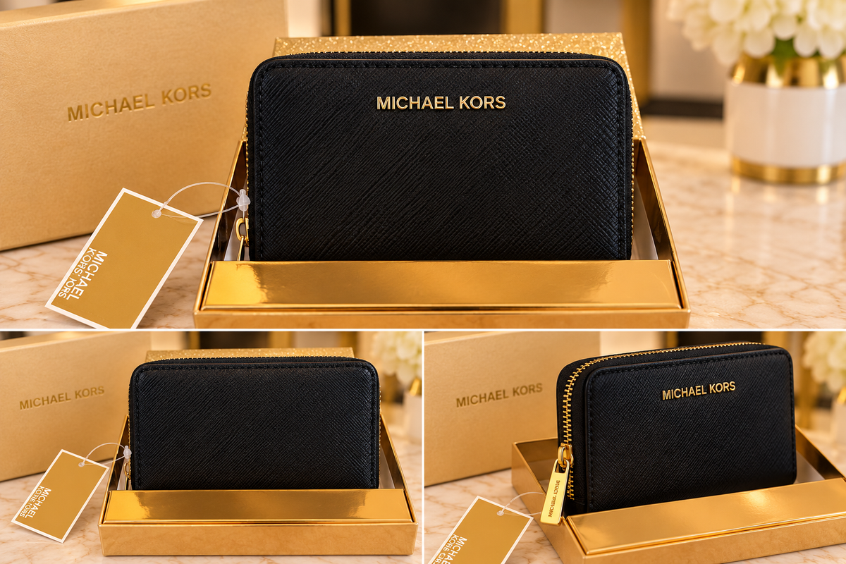 Billetera MK negra con zipper
