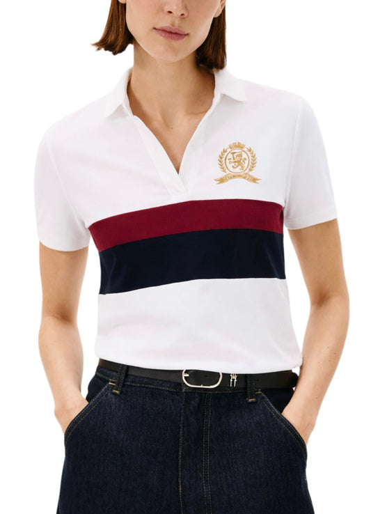 Blusa TH blanca con rojo y azul