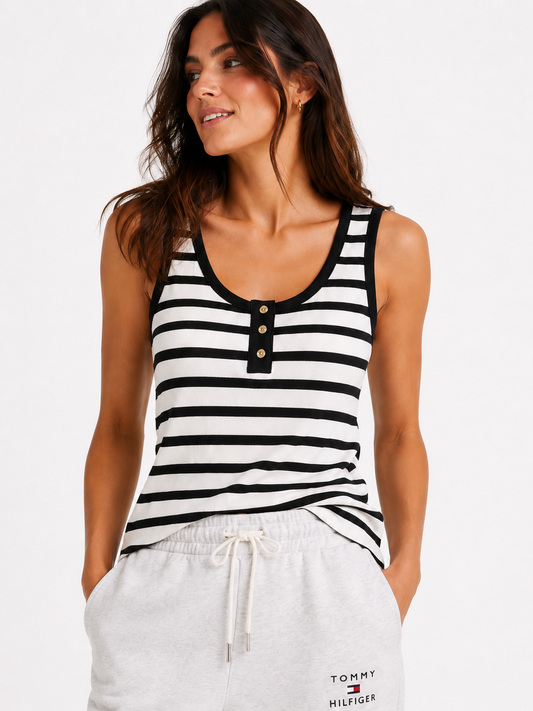 Blusa TH roja manga corta de rayas