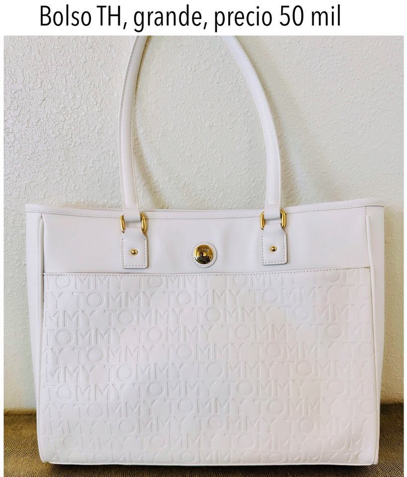 Bolso TH grande mujer labrado blanco mujer