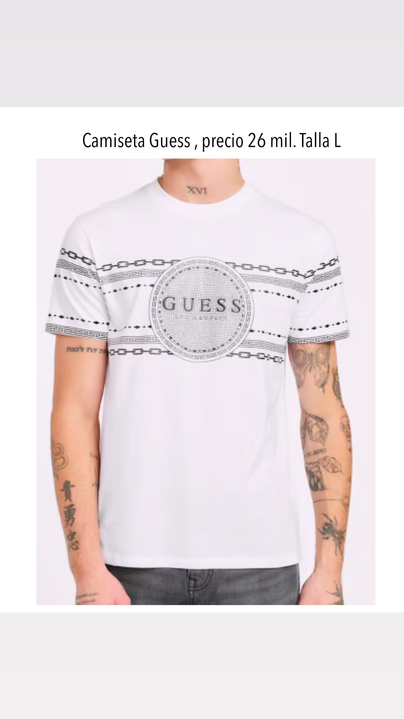 Camiseta Guess blanco brillantes hombre